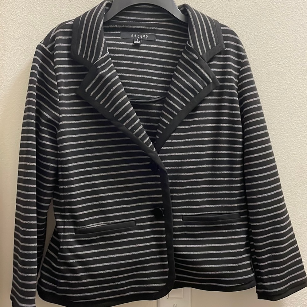 Black blazer with grey stripes